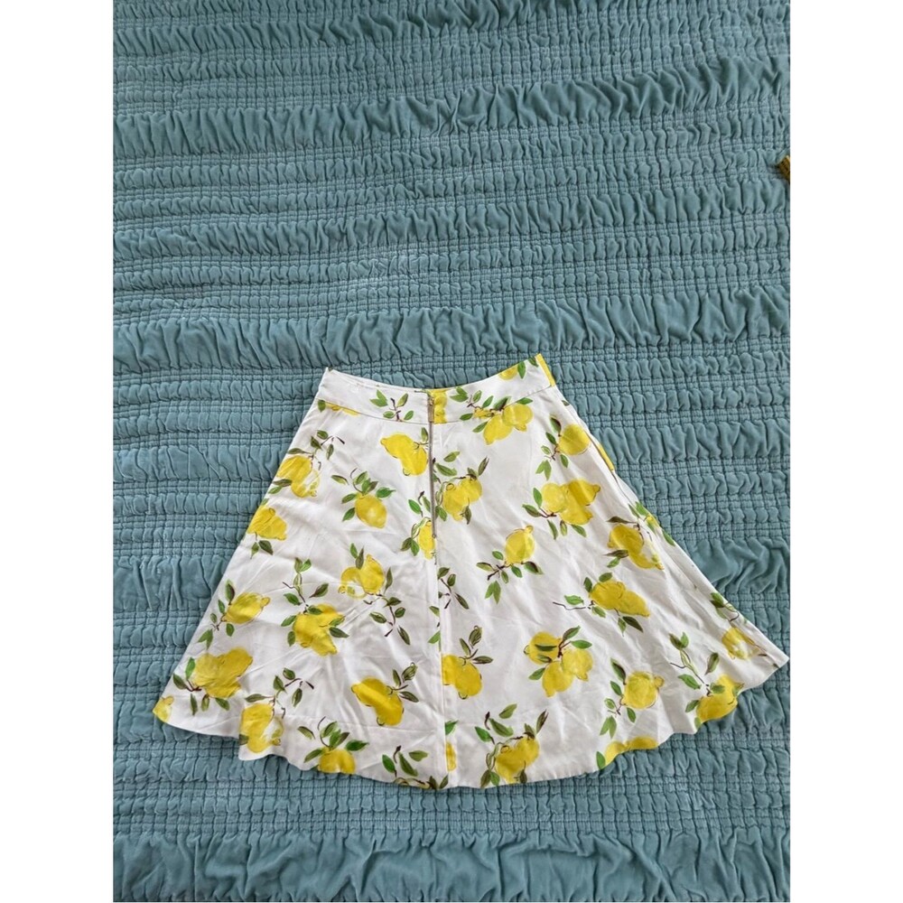 kate spade White Lemon-Print Circle Skirt with Yellow Fruit Motif-8 - Picture 2 of 7